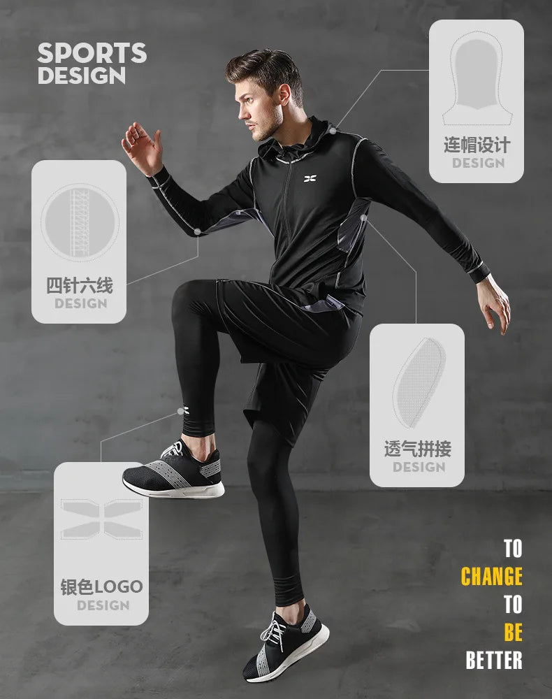 5-Piece Men's Compression Tracksuit Set