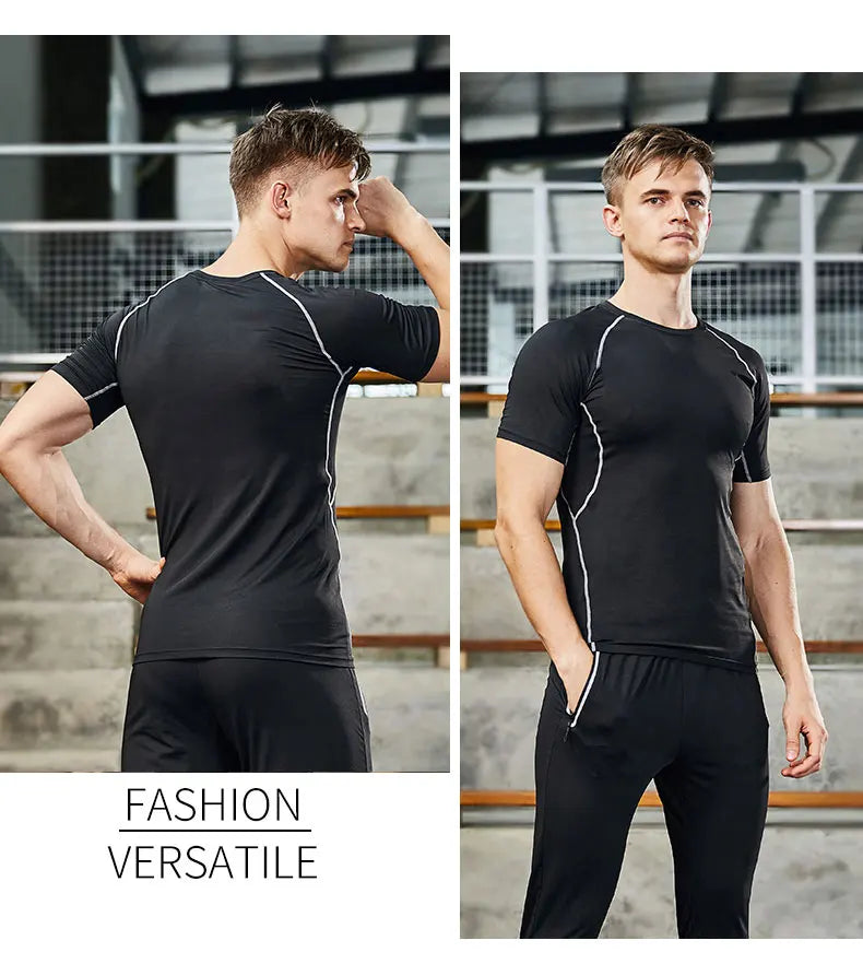 3-Piece Men's Performance Compression Tracksuit Set for Fitness and Training