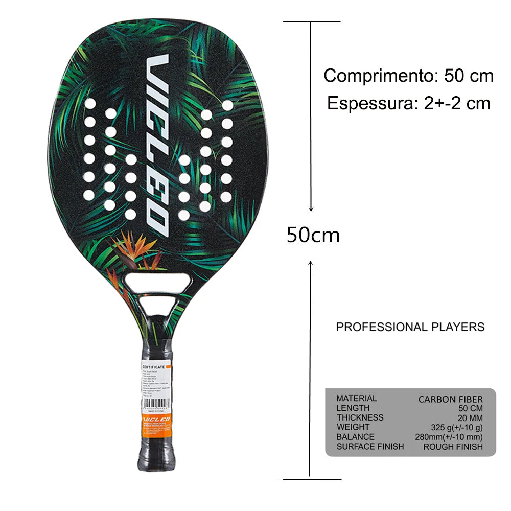 Kawasaki 3K/12K Carbon Fiber Beach Tennis Paddle Racquet with Protective Bag Cover