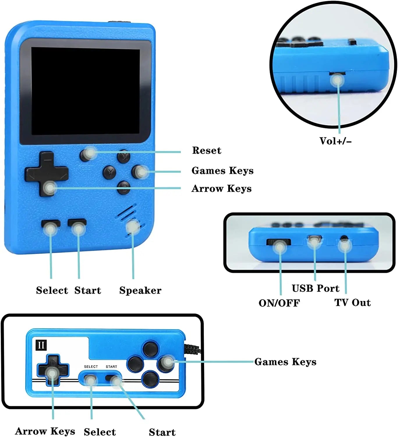 Portable Handheld Video Game Player with 400 Games