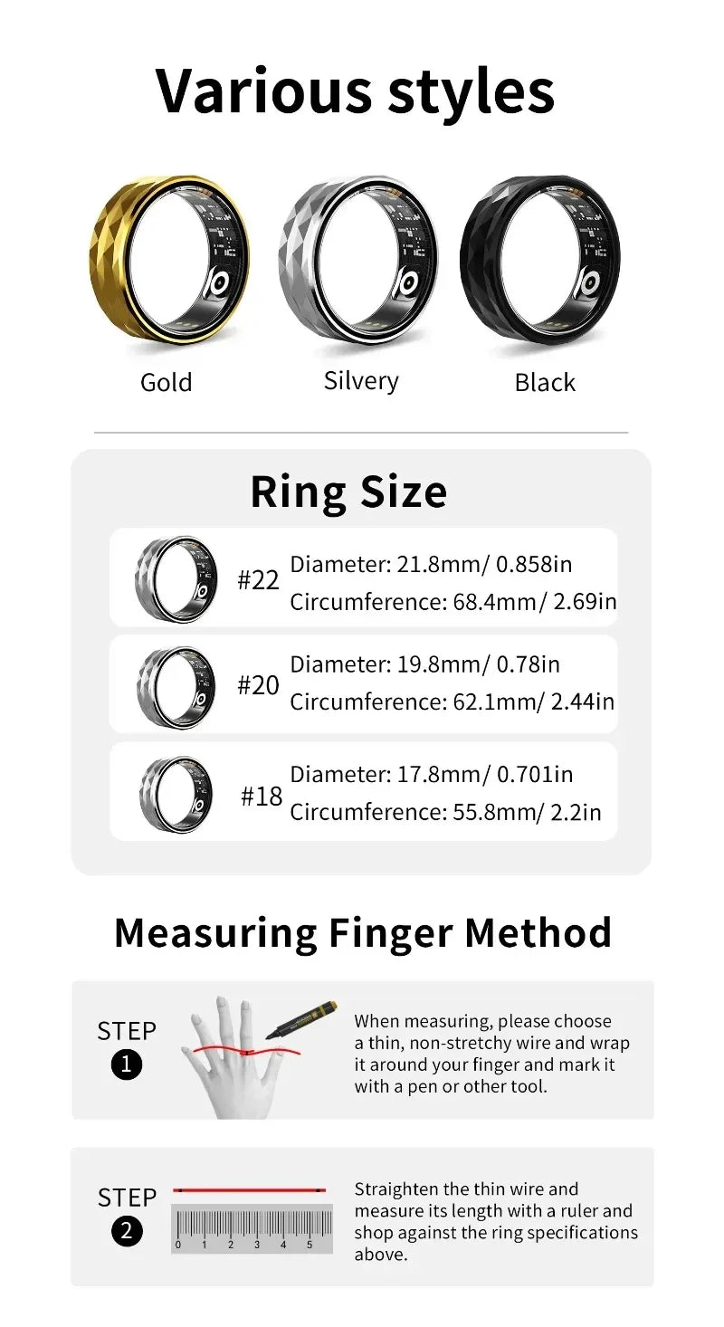 Smart Health Ring – Waterproof for iOS and Android