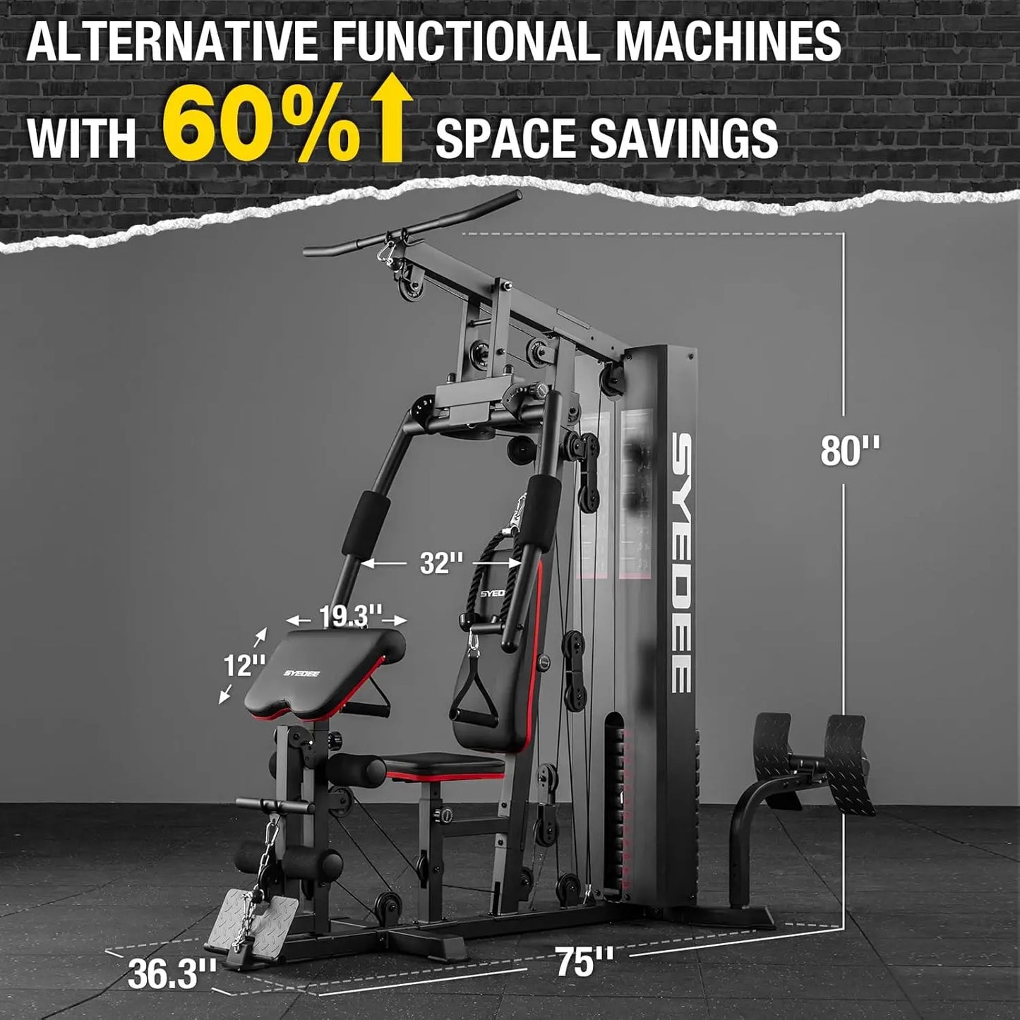 Multifunctional Home Gym Station with 150LBS Weight Stack