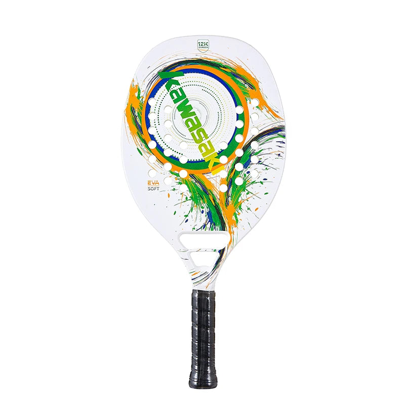 Kawasaki 3K/12K Carbon Fiber Beach Tennis Paddle Racquet with Protective Bag Cover