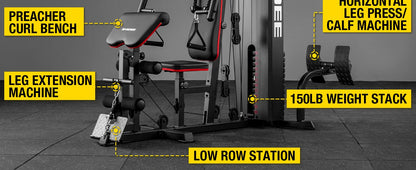 Multifunctional Home Gym Station with 150LBS Weight Stack