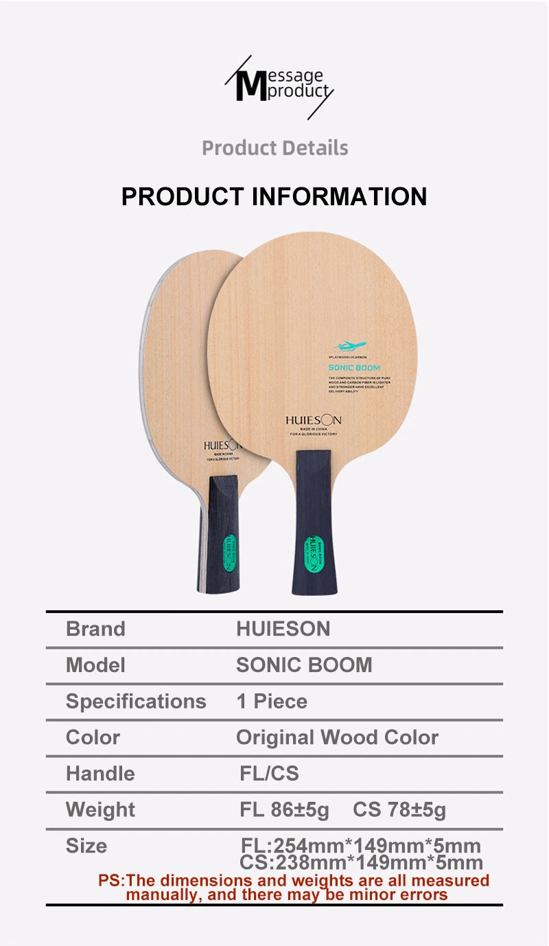 Huieson Sonic Boom Carbon Off++ 5 Plys Wood and 2 Plys Carbon Fiber